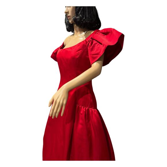 Sensational Scaasi 80's Red Off the Shoulder Formal Ball Gown Prom Dress size 10 - Picture 9 of 17